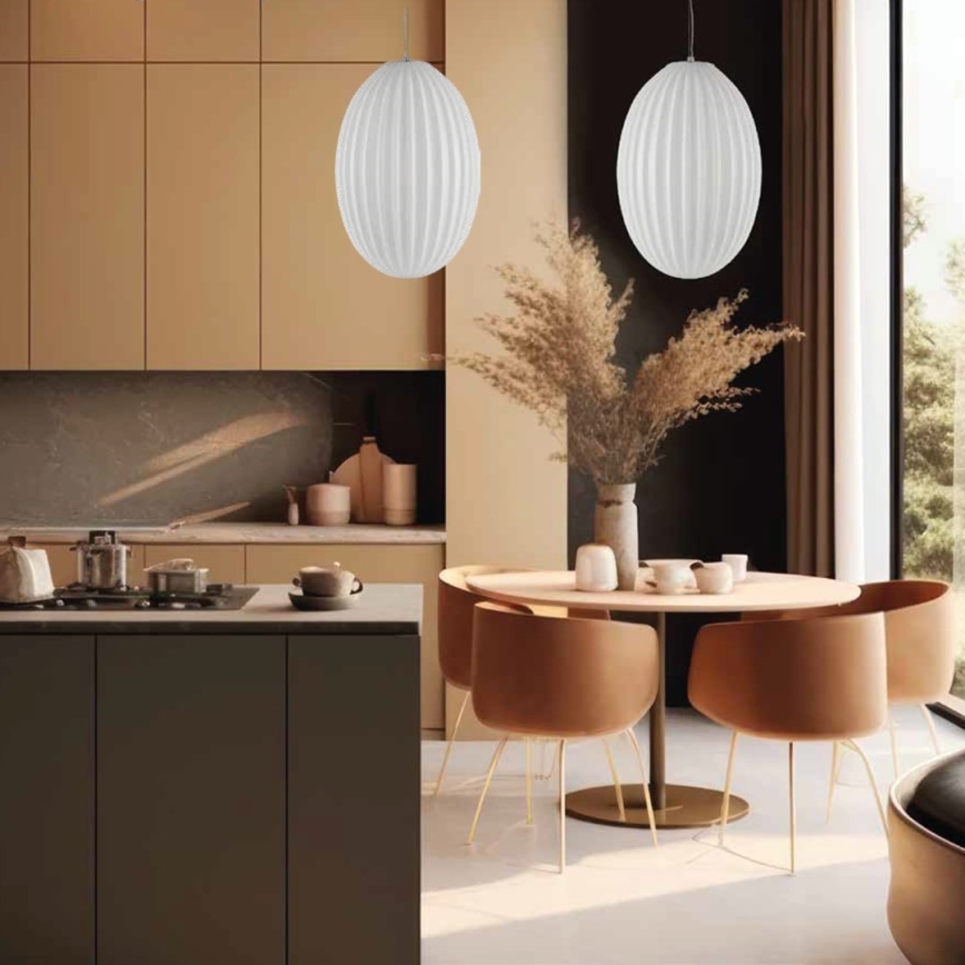 Hanglamp aan een koord BRAGA 1xE27/60W/230V wit
