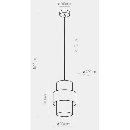 Hanglamp aan een koord CALISTO 1xE27/15W/230V goud/zwart