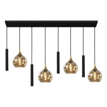 Hanglamp aan een koord CALYPSO 4xGU10/60W/230V + 4xE27/60W zwart/goud