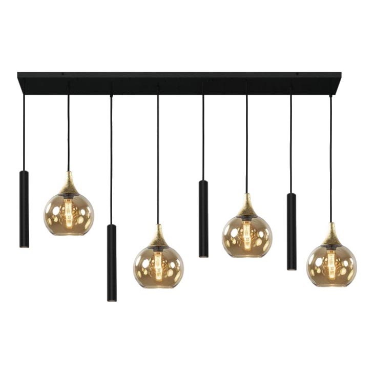 Hanglamp aan een koord CALYPSO 4xGU10/60W/230V + 4xE27/60W zwart/goud