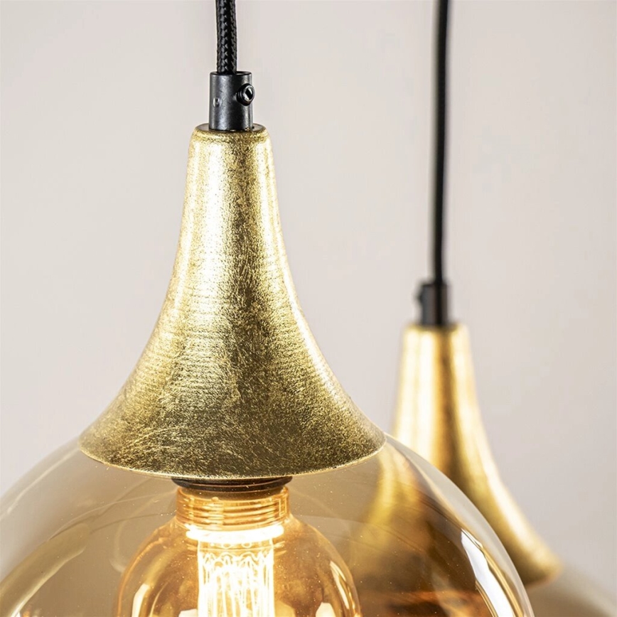 Hanglamp aan een koord CALYPSO 4xGU10/60W/230V + 4xE27/60W zwart/goud