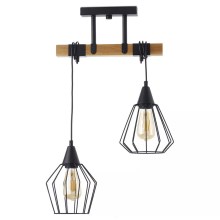 Hanglamp aan een koord CAMEROON 2xE27/60W/230V zwart/hout