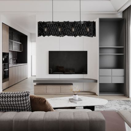 Hanglamp aan een koord CAMO 4xE27/15W/230V zwart