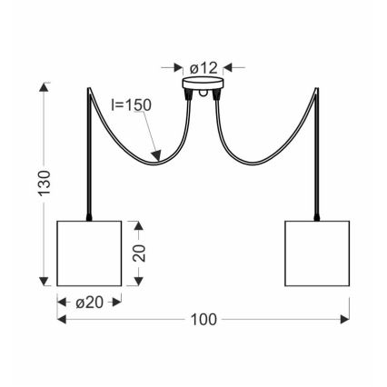 Hanglamp aan een koord CANDIDA 2xE27/40W/230V spin zwart/koper