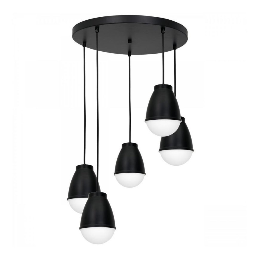 Hanglamp aan een koord CARYON 5xE14/60W/230V zwart rond