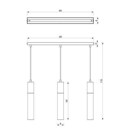 Hanglamp aan een koord CASSA 3xGU10/60W/230V zwart