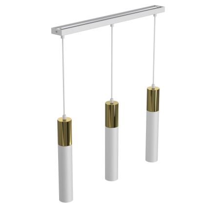 Hanglamp aan een koord CASSA 3xGU10/8W/230V wit/gouden