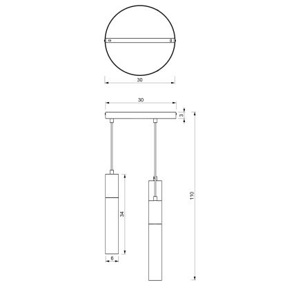 Hanglamp aan een koord CASSA 3xGU10/8W/230V wit/gouden