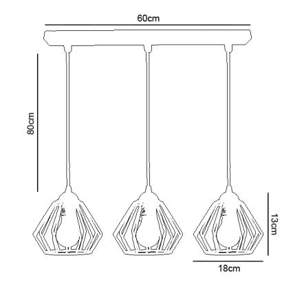 Hanglamp aan een koord CEED 3xE27/60W/230V grijs