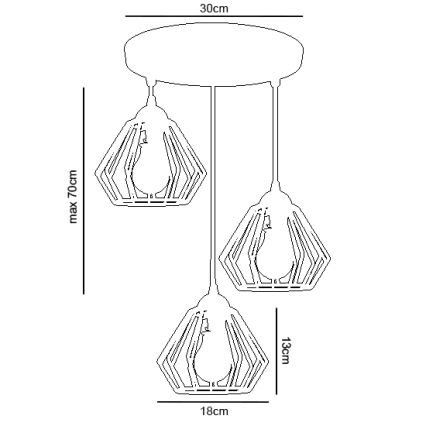 Hanglamp aan een koord CEED 3xE27/60W/230V grijs