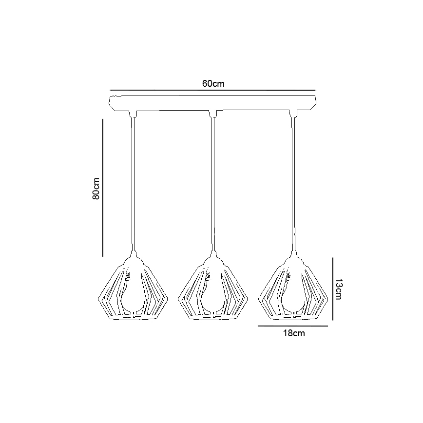 Hanglamp aan een koord CEED 3xE27/60W/230V wit