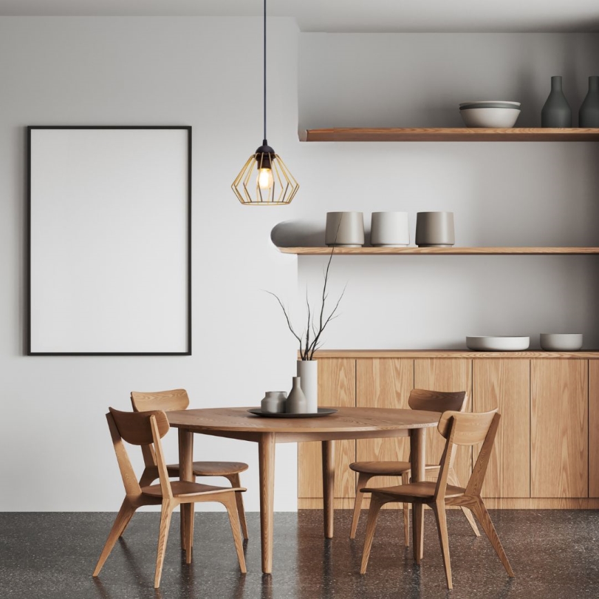 Hanglamp aan een koord CEED GOLD 1xE27/60W/230V diameter 17,5 cm zwart/goud