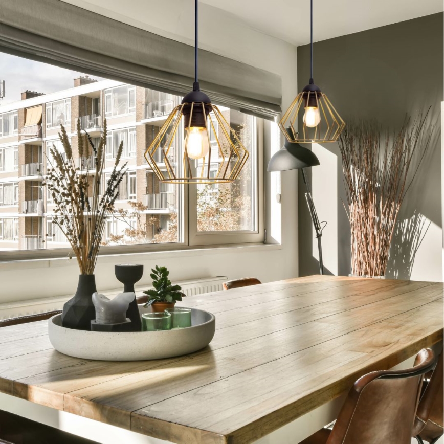 Hanglamp aan een koord CEED GOLD 1xE27/60W/230V diameter 17,5 cm zwart/goud