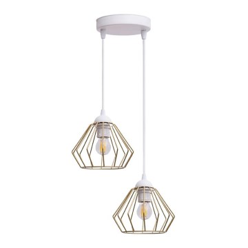 Hanglamp aan een koord CEED GOLD 2xE27/60W/230V diameter 28 cm wit/goud