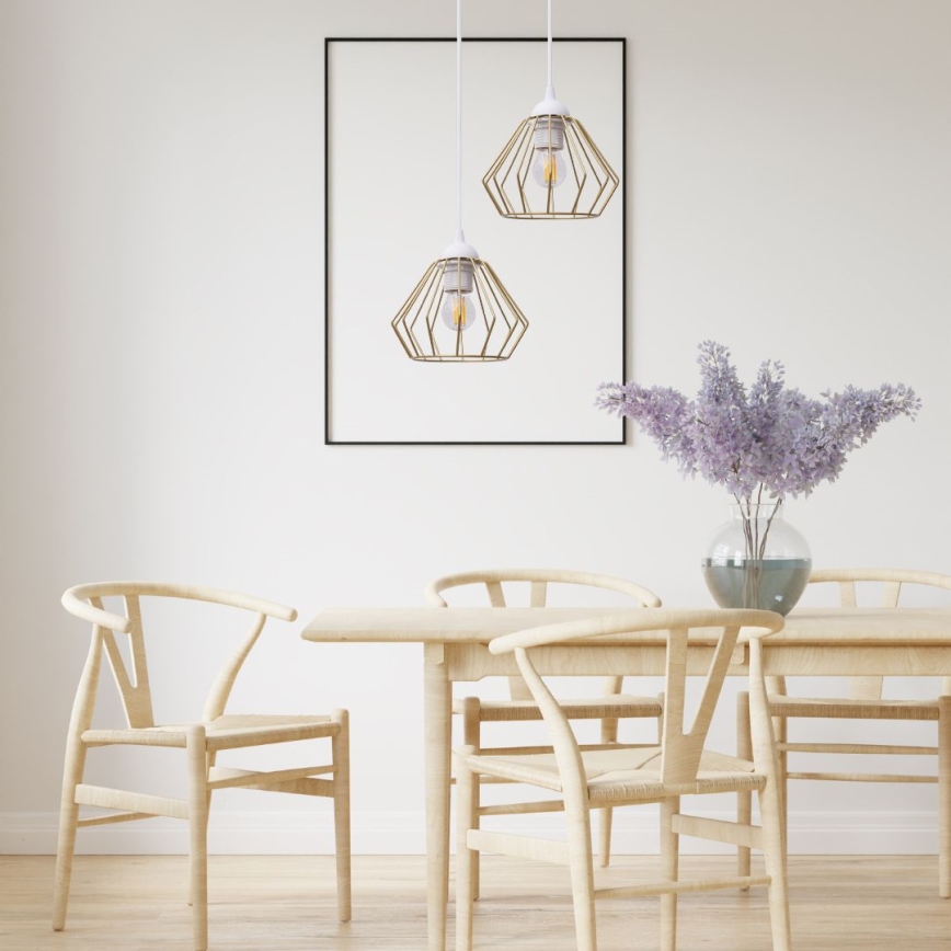 Hanglamp aan een koord CEED GOLD 2xE27/60W/230V diameter 28 cm wit/goud
