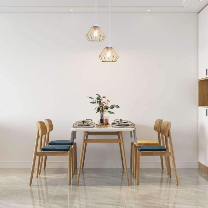 Hanglamp aan een koord CEED GOLD 2xE27/60W/230V diameter 28 cm wit/goud