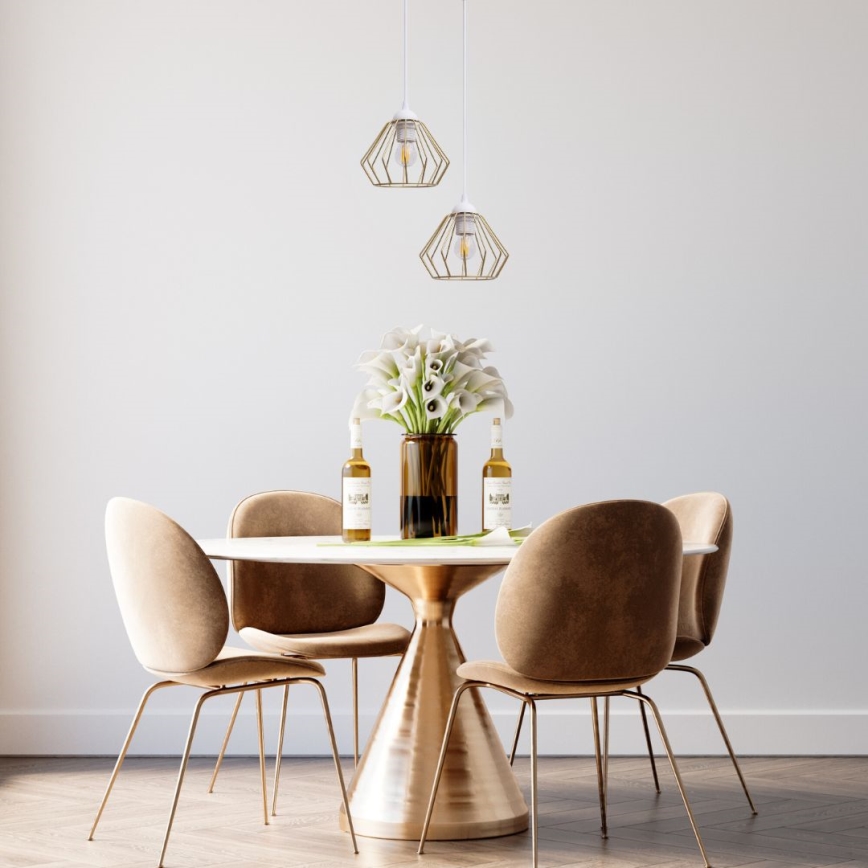 Hanglamp aan een koord CEED GOLD 2xE27/60W/230V diameter 28 cm wit/goud