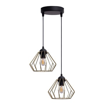 Hanglamp aan een koord CEED GOLD 2xE27/60W/230V diameter 28 cm zwart/goud