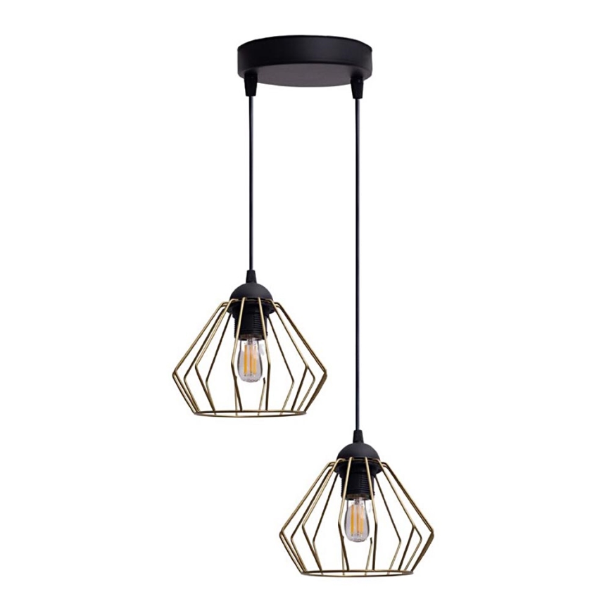 Hanglamp aan een koord CEED GOLD 2xE27/60W/230V diameter 28 cm zwart/goud