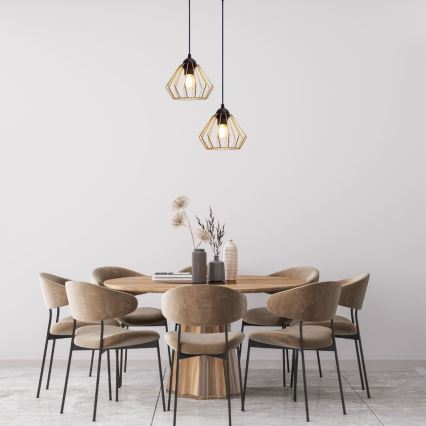 Hanglamp aan een koord CEED GOLD 2xE27/60W/230V diameter 28 cm zwart/goud