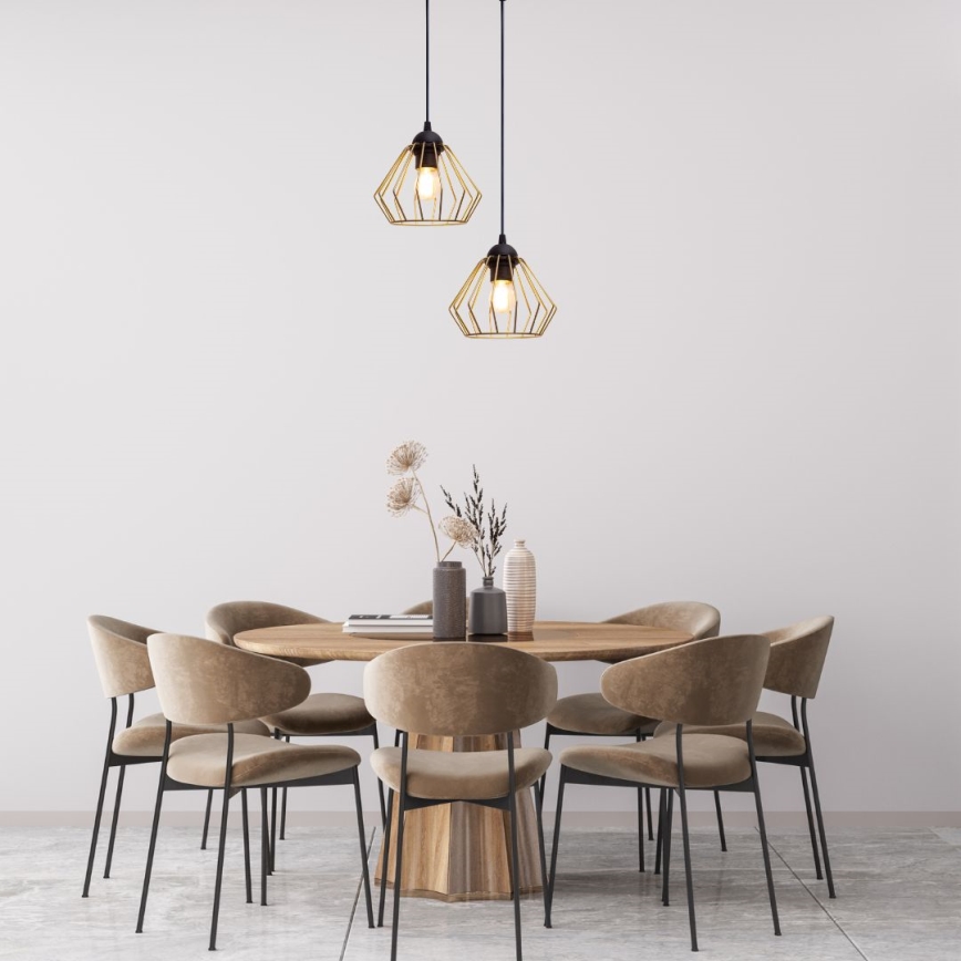 Hanglamp aan een koord CEED GOLD 2xE27/60W/230V diameter 28 cm zwart/goud