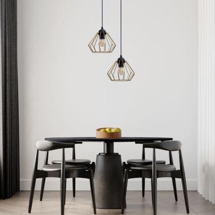 Hanglamp aan een koord CEED GOLD 2xE27/60W/230V diameter 28 cm zwart/goud