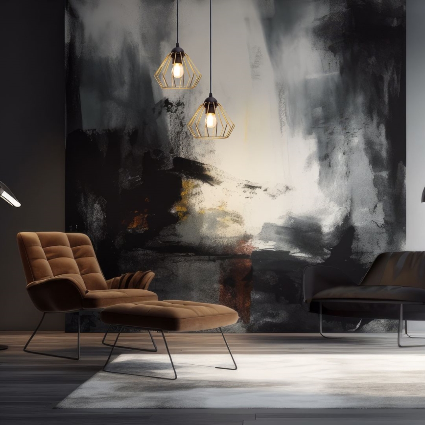 Hanglamp aan een koord CEED GOLD 2xE27/60W/230V diameter 28 cm zwart/goud