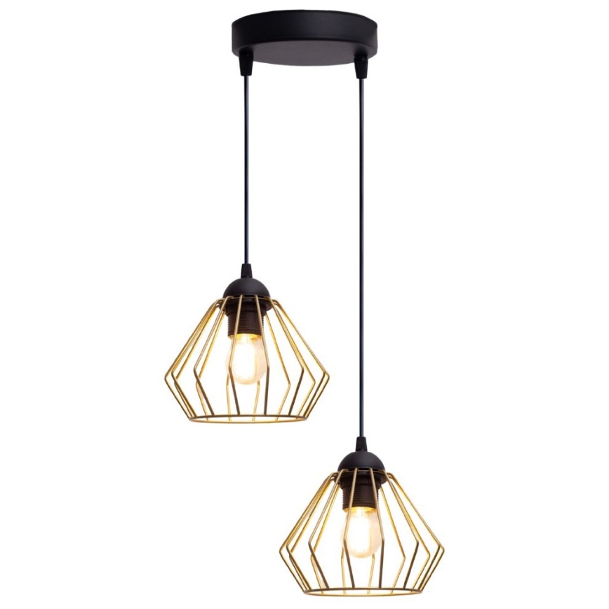 Hanglamp aan een koord CEED GOLD 2xE27/60W/230V diameter 28 cm zwart/goud