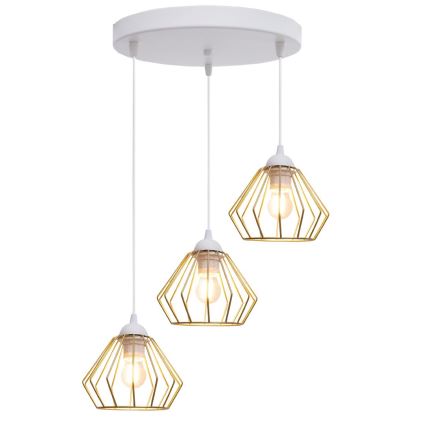 Hanglamp aan een koord CEED GOLD 3xE27/60W/230V diameter 45 cm wit/goud