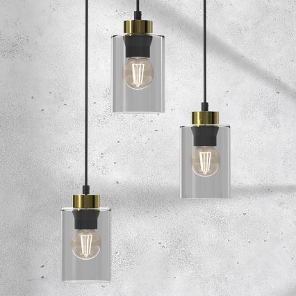 Hanglamp aan een koord CHIC 3xE27/60W/230V zwart/grijs