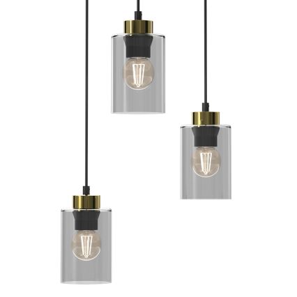 Hanglamp aan een koord CHIC 3xE27/60W/230V zwart/grijs