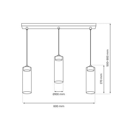 Hanglamp aan een koord CLARISSA 3xGX53/12W/230V zwart