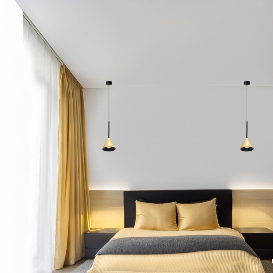 Hanglamp aan een koord CONE 1xGU10/10W/230V goud/zwart