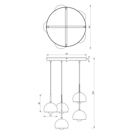 Hanglamp aan een koord COOL 5xE27/60W/230V zwart