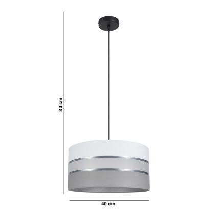 Hanglamp aan een koord CORAL 1xE27/60W/230V d. 40 cm wit/grijs