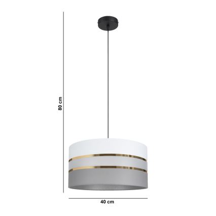 Hanglamp aan een koord CORAL 1xE27/60W/230V d. 40 cm wit/grijs