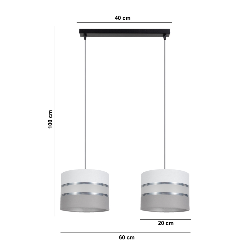 Hanglamp aan een koord CORAL 2xE27/60W/230V wit/grijs