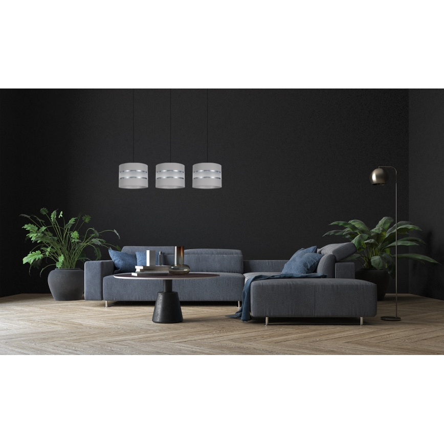 Hanglamp aan een koord CORAL 3xE27/60W/230V grijs