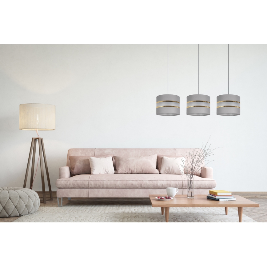 Hanglamp aan een koord CORAL 3xE27/60W/230V grijs