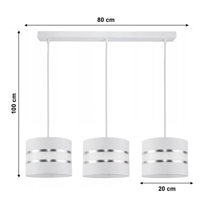 Hanglamp aan een koord CORAL 3xE27/60W/230V wit