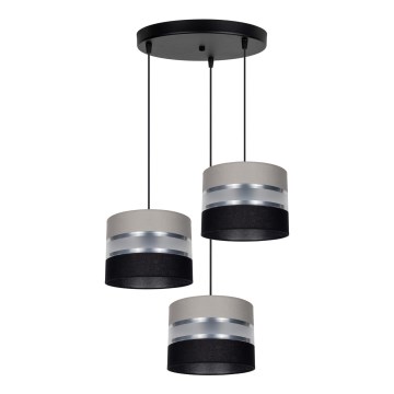 Hanglamp aan een koord CORAL 3xE27/60W/230V zwart/grijs/mat chroom diameter 45 cm