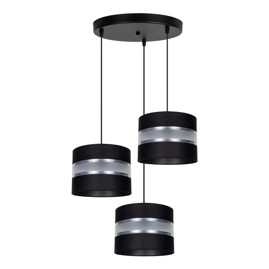 Hanglamp aan een koord CORAL 3xE27/60W/230V zwart/mat chroom diameter 45 cm
