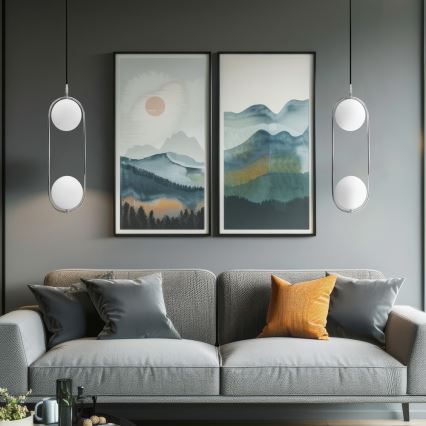 Hanglamp aan een koord CORDEL 2xG9/28W/230V glanzend chroom