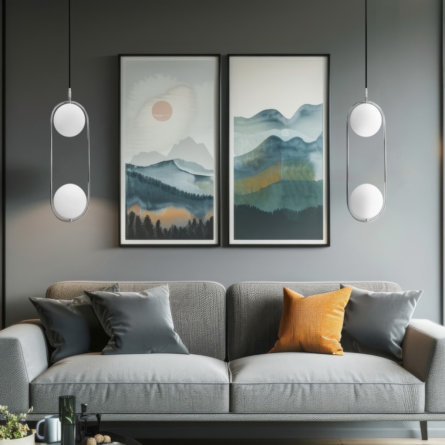 Hanglamp aan een koord CORDEL 2xG9/28W/230V glanzend chroom