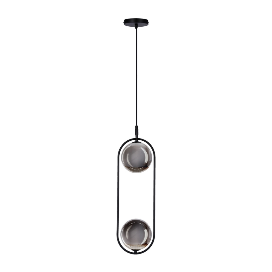 Hanglamp aan een koord CORDEL 2xG9/28W/230V zwart/gerookt zwart