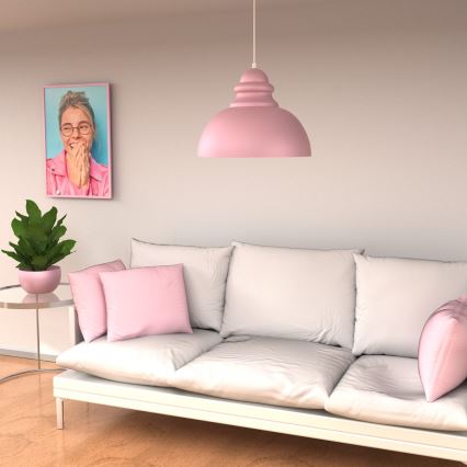 Hanglamp aan een koord CORIN 1xE27/60W/230V roze