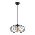 Hanglamp aan een koord CORRINI 1xE27/60W/230V diameter 34 cm zwart/doorzichtig