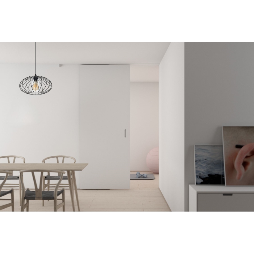 Hanglamp aan een koord CORRINI 1xE27/60W/230V diameter 34 cm zwart/doorzichtig