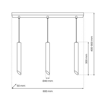 Hanglamp aan een koord CORTE 3xGU10/8W/230V zwart