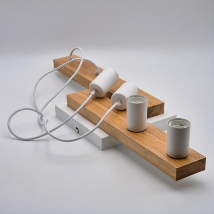 Hanglamp aan een koord CORTINA 4xE27/15W/230V wit/eiken